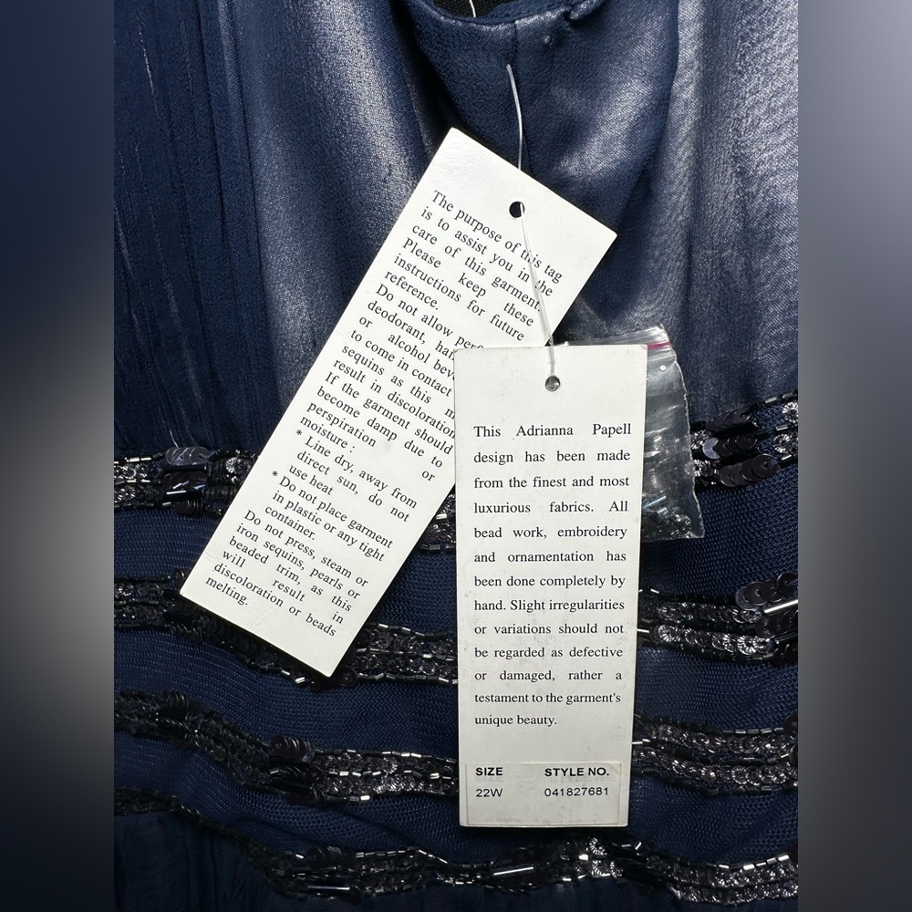 Adrianna Papell Blue Sequence Beaded Silk Madi Dress size 22W - Picture 7 of 10